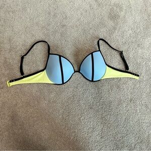 Victoria’s Secret blue neon yellow color block THE FABULOUS bikini top 34DD